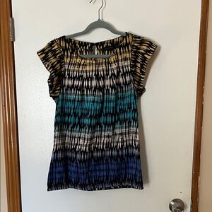 The Limited Black and Blue Patterned Blouse